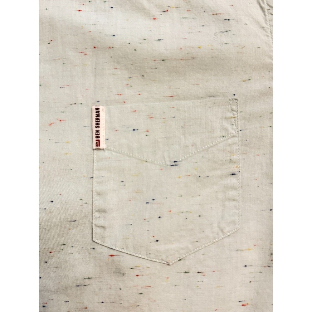Ben Sherman Original Men's M Long Sleeve Button Down Shirt Mint Green Speckled - Picture 9 of 13